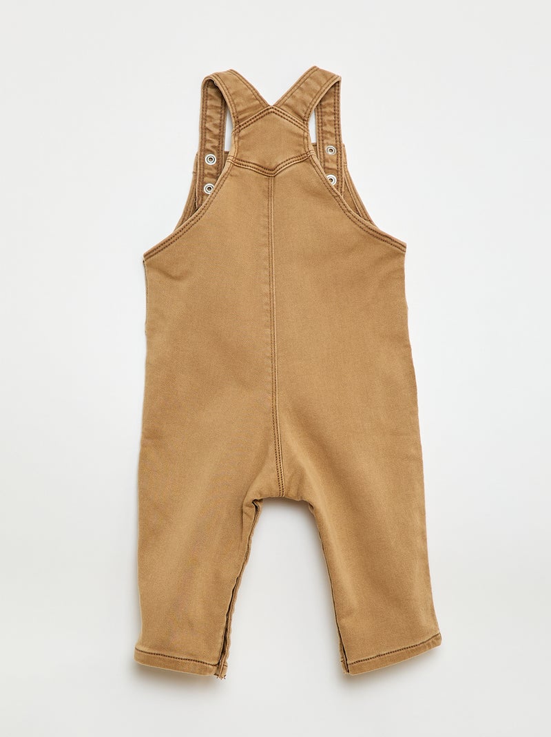 Jardineira lisa com alças ajustáveis Bege - Kiabi