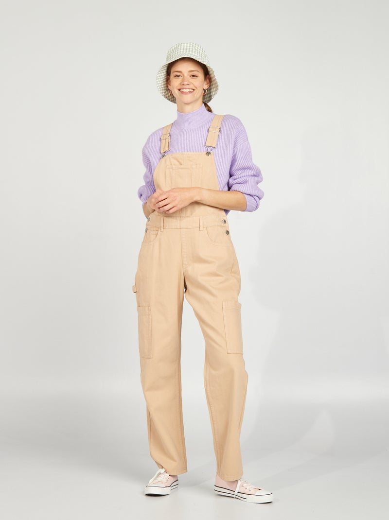 Jardineiras com bolsos com aba BEGE - Kiabi