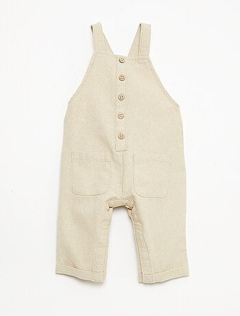 Jardineiras compridas em mistura de linho