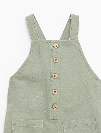 Jardineiras compridas em mistura de linho