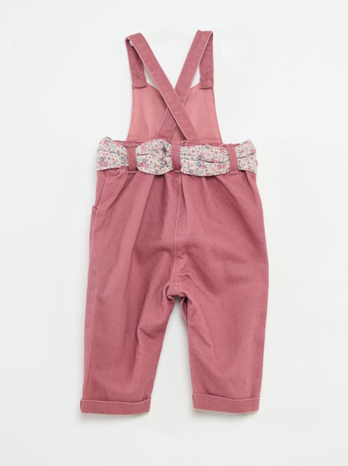 Jardineiras compridas em sarja com cinto em gaze de algodão - Kiabi