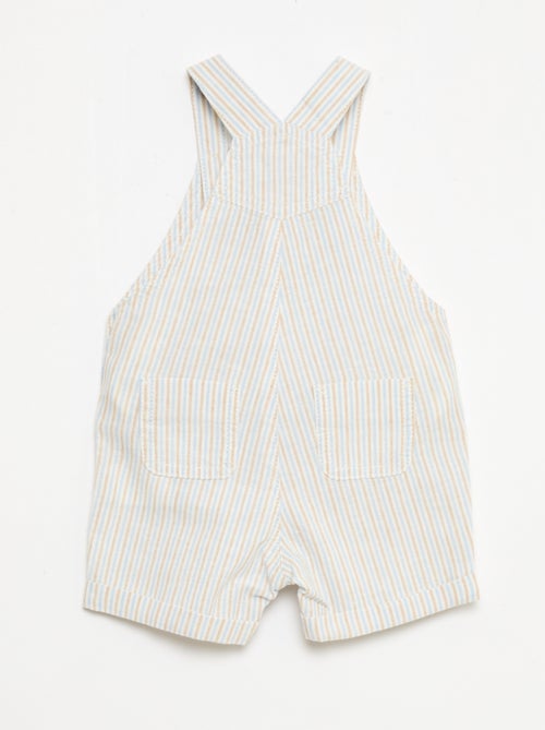 Jardineiras curtas às riscas em linho misto - Kiabi