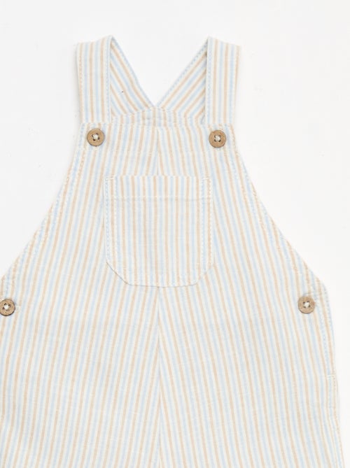 Jardineiras curtas às riscas em linho misto - Kiabi