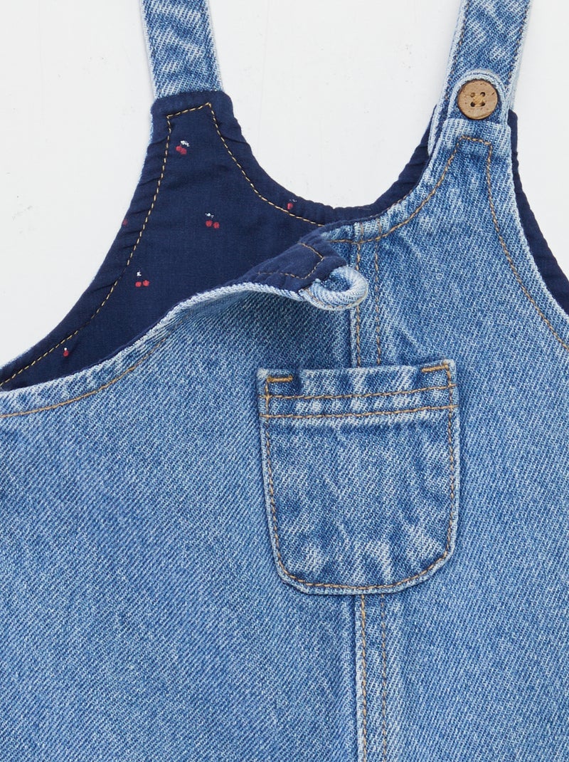 Jardineiras curtas com bolso frontal AZUL - Kiabi