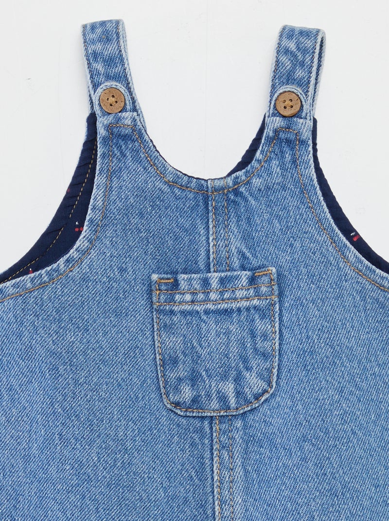 Jardineiras curtas com bolso frontal AZUL - Kiabi