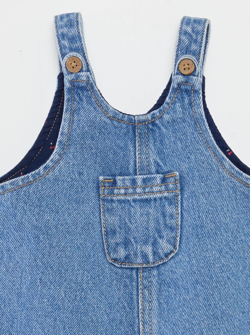 Jardineiras curtas com bolso frontal AZUL - Kiabi