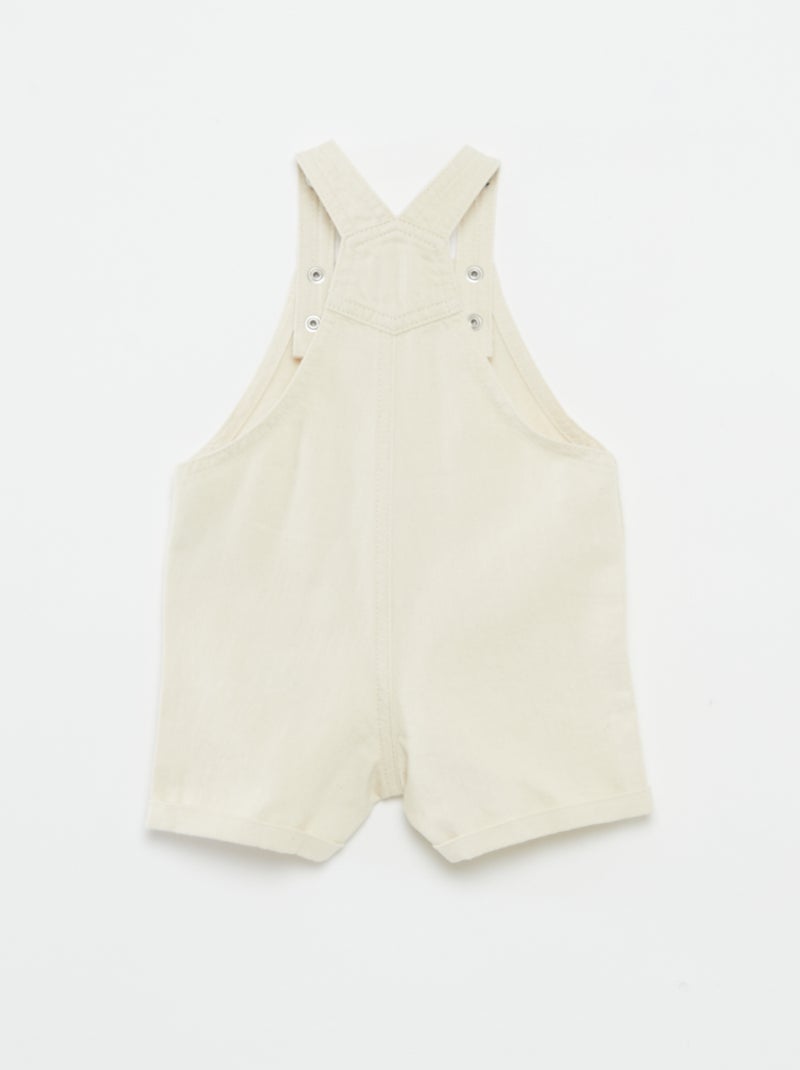 Jardineiras curtas de ganga colorida BRANCO - Kiabi