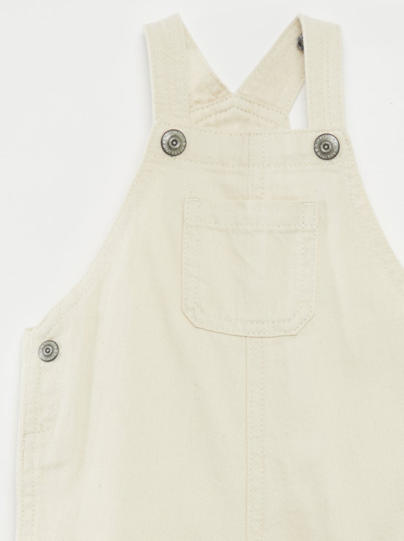 Jardineiras curtas de ganga colorida BRANCO - Kiabi