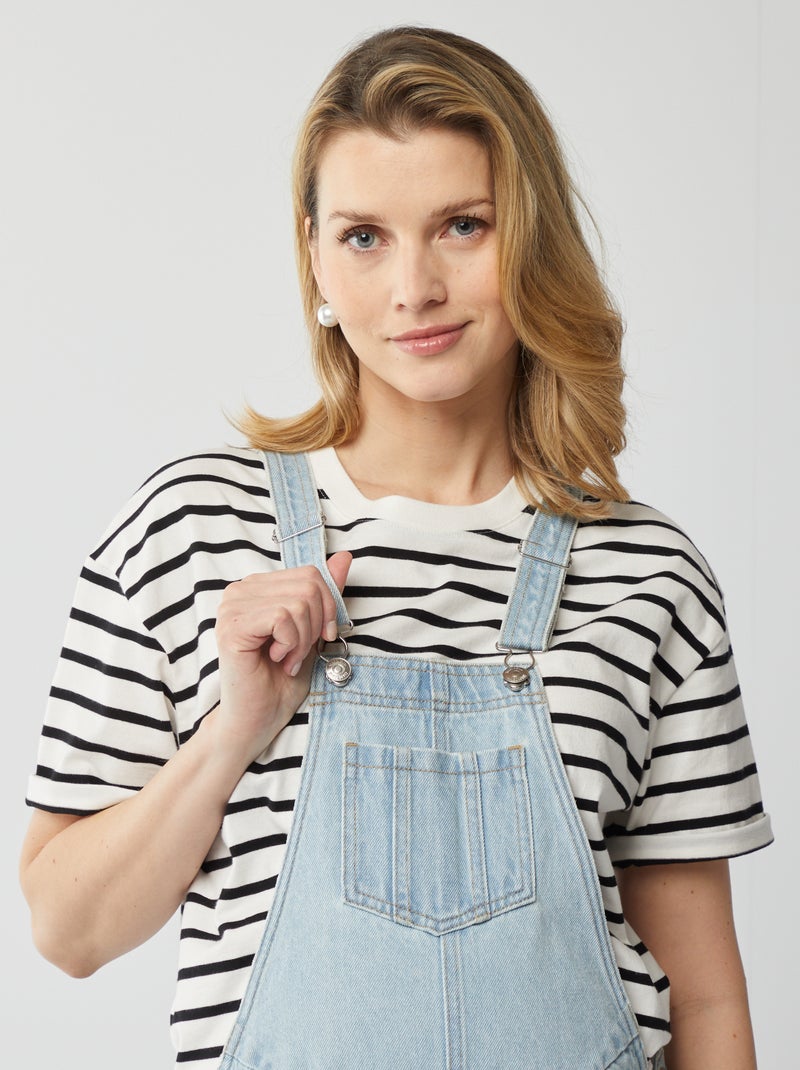 Jardineiras curtas de grávida de ganga AZUL - Kiabi