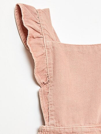 Jardineiras de ganga com folhos