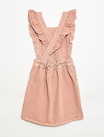 Jardineiras de ganga com folhos