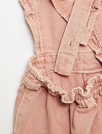 Jardineiras de ganga com folhos