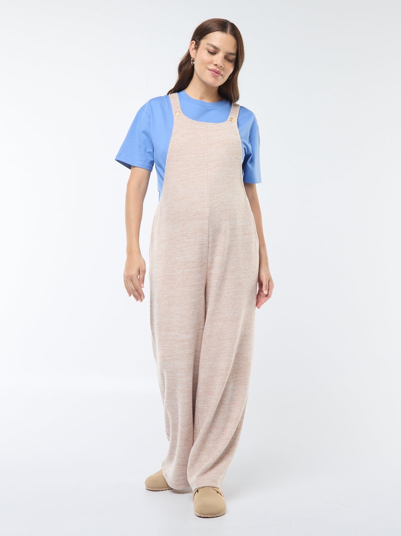 Jardineiras de grávida de bombazina suave bege - Kiabi