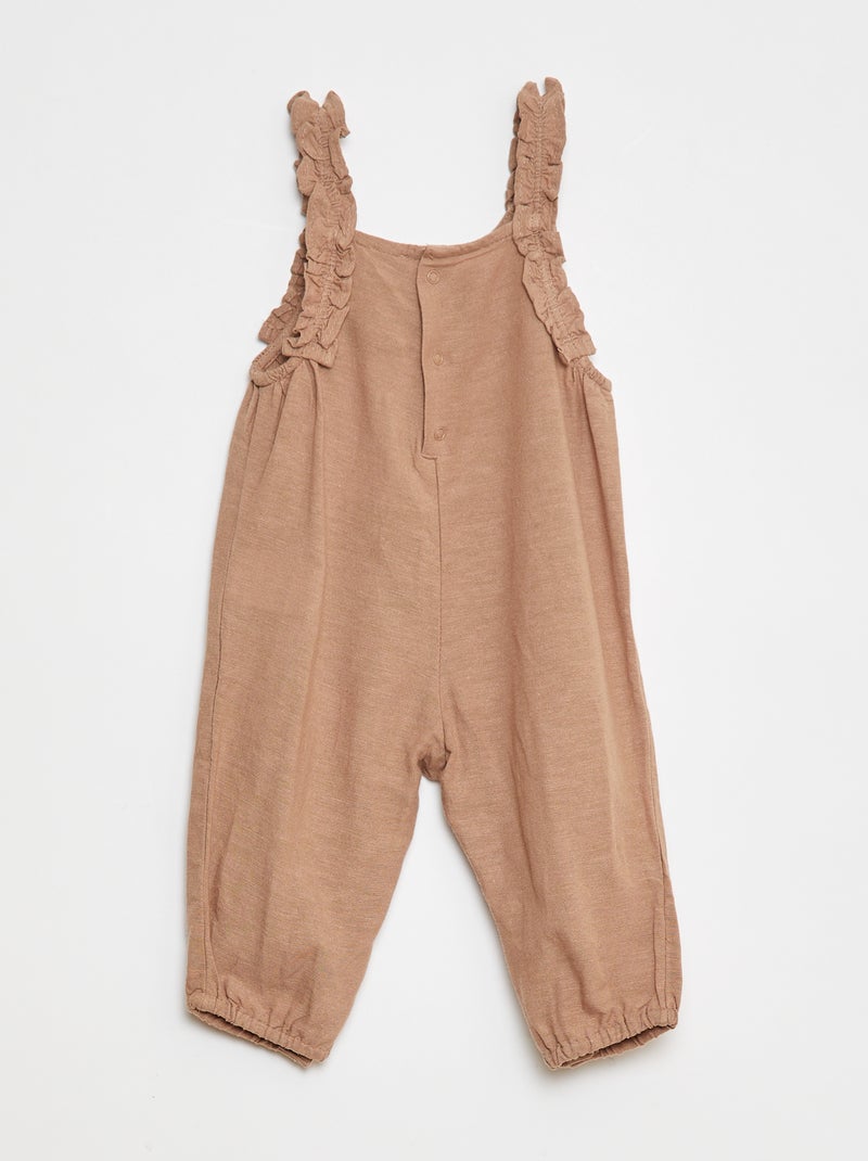 Jardineiras leves com alças com folhos Castanho - Kiabi