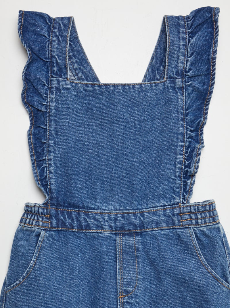 Jardineiras tipo vestido de ganga com folhos AZUL - Kiabi