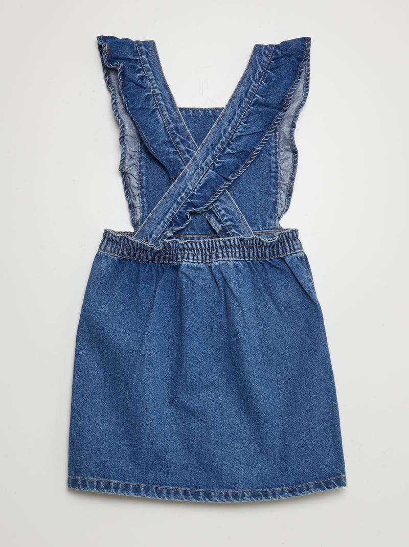 Jardineiras tipo vestido de ganga com folhos AZUL - Kiabi