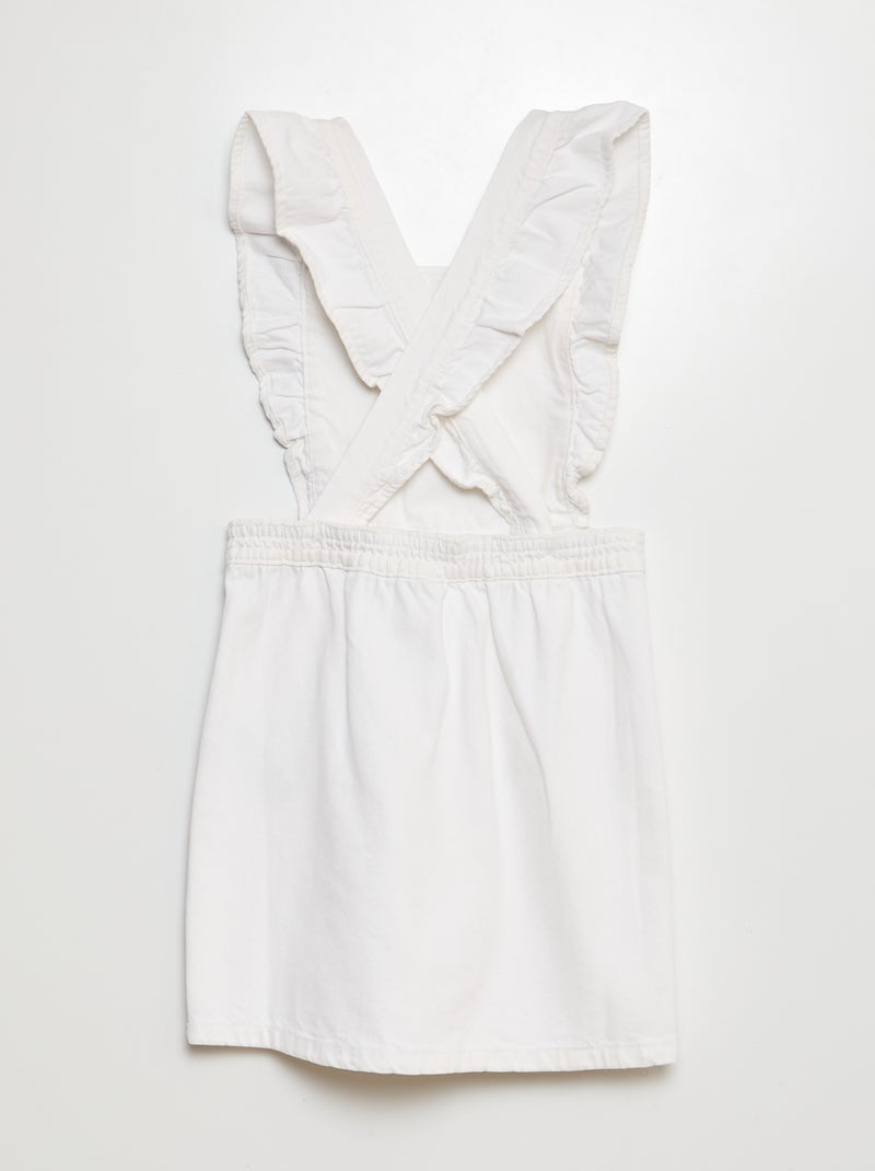 Jardineiras tipo vestido de ganga com folhos Branco - Kiabi