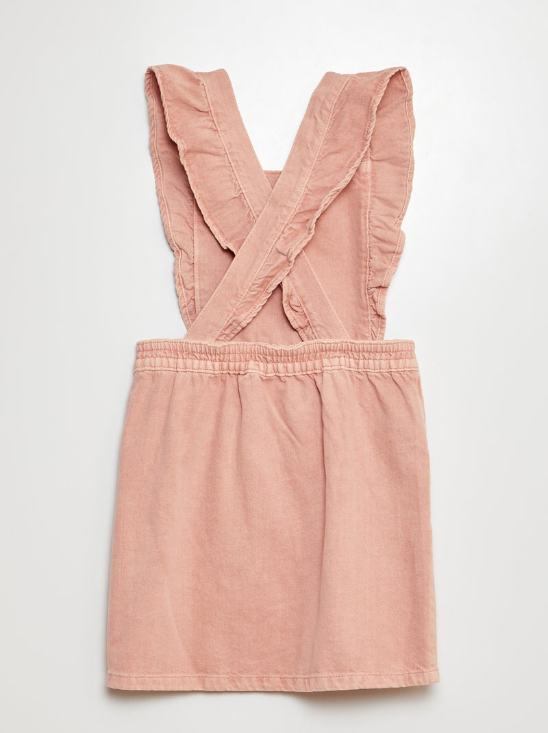 Jardineiras tipo vestido de ganga com folhos Rosa - Kiabi