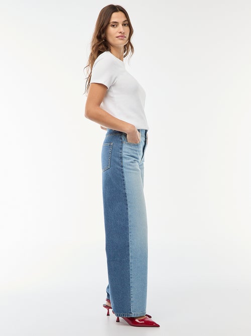 Jean cintura subida corte largo / wide leg + 2 tons de jeans - Kiabi