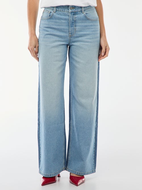 Jean cintura subida corte largo / wide leg + 2 tons de jeans - Kiabi