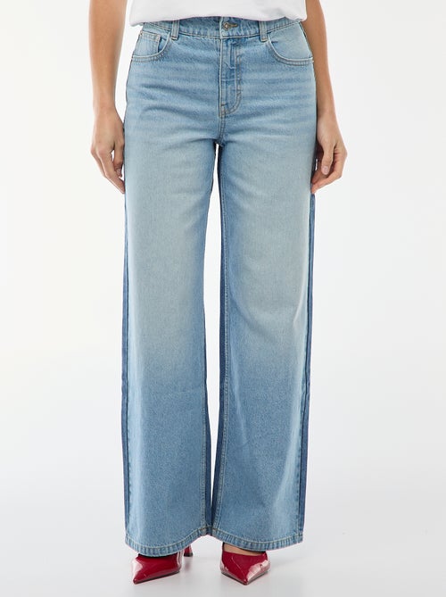 Jean cintura subida corte largo / wide leg + 2 tons de jeans - Kiabi