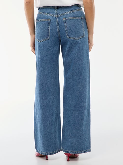 Jean cintura subida corte largo / wide leg + 2 tons de jeans - Kiabi