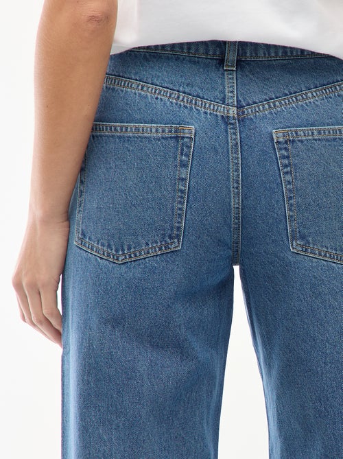 Jean cintura subida corte largo / wide leg + 2 tons de jeans - Kiabi