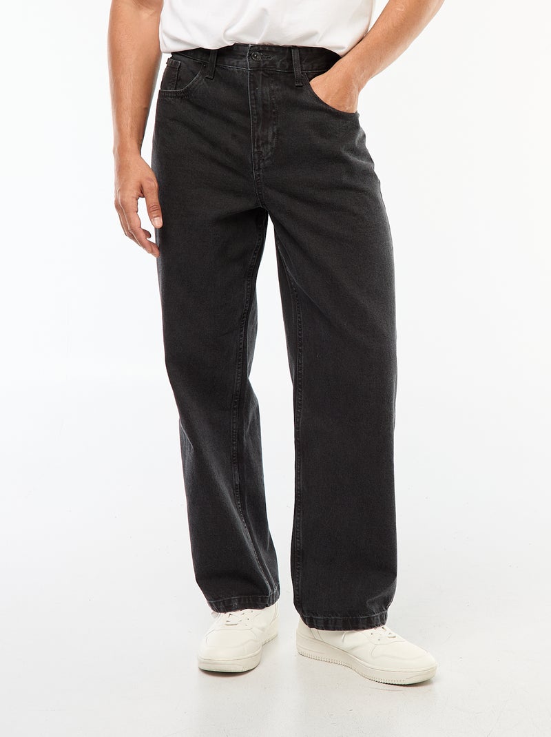 Jean corte largo / wide leg 5 bolsos Cinza - Kiabi