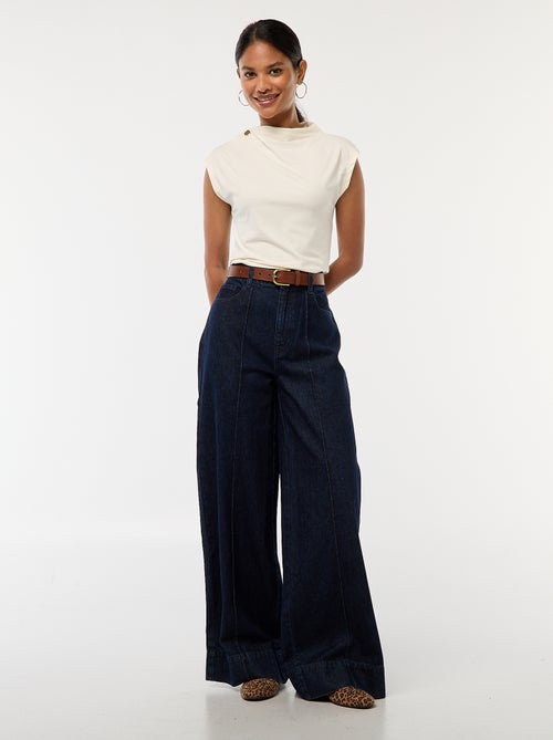 Jean corte wide leg com 5 bolsos - Kiabi