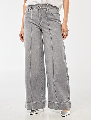 Jean corte wide leg com 5 bolsos