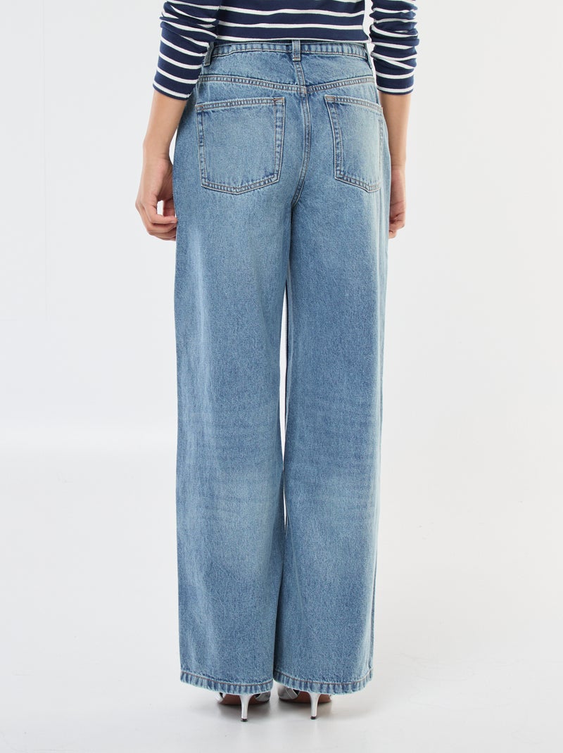 Jean corte wide leg com cinto fino em ganga Azul - Kiabi