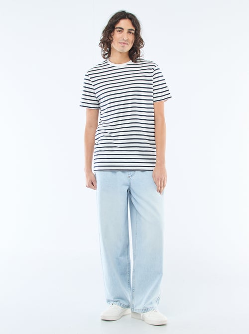 Jean de corte largo com cintura elástica - Kiabi