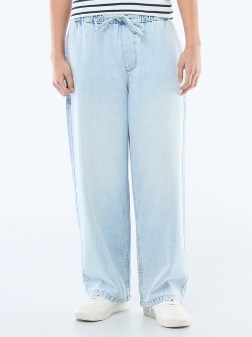 Jean de corte largo com cintura elástica - Kiabi