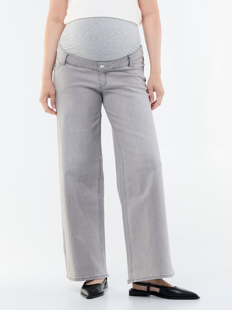 Jean de gravidez wide leg Cinza - Kiabi