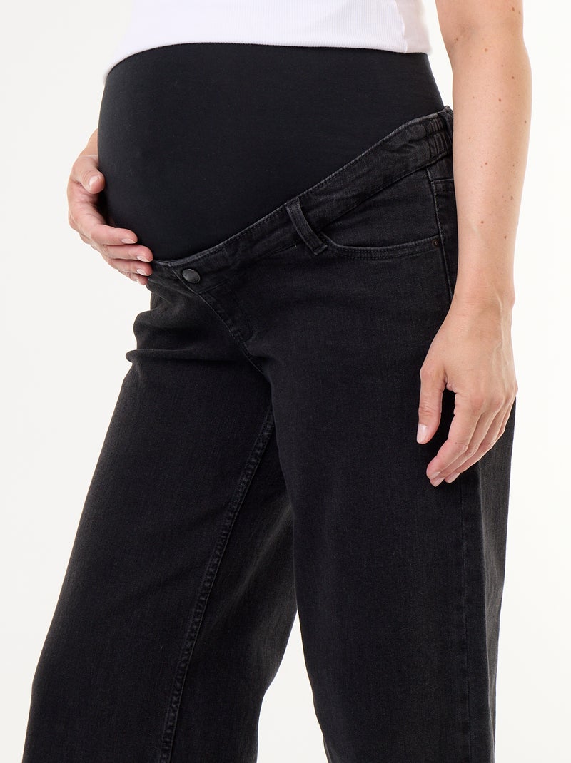 Jean de gravidez wide leg Preto - Kiabi
