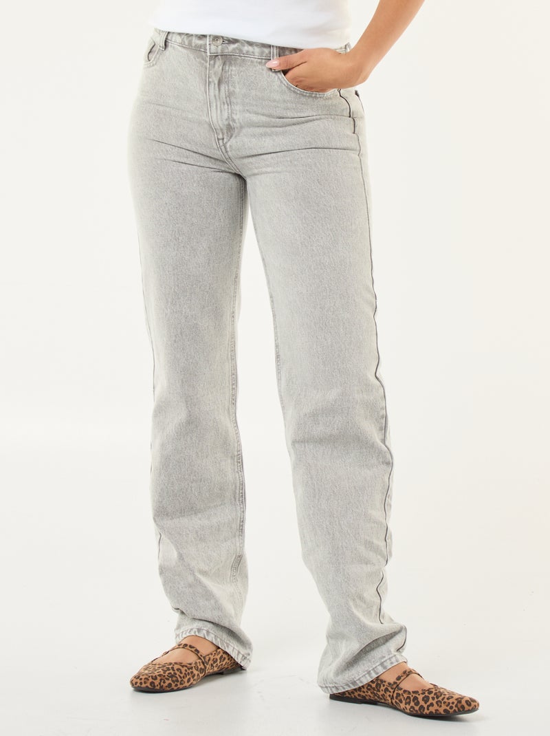 Jean direito regular fit em algodão - L28 Cinza - Kiabi
