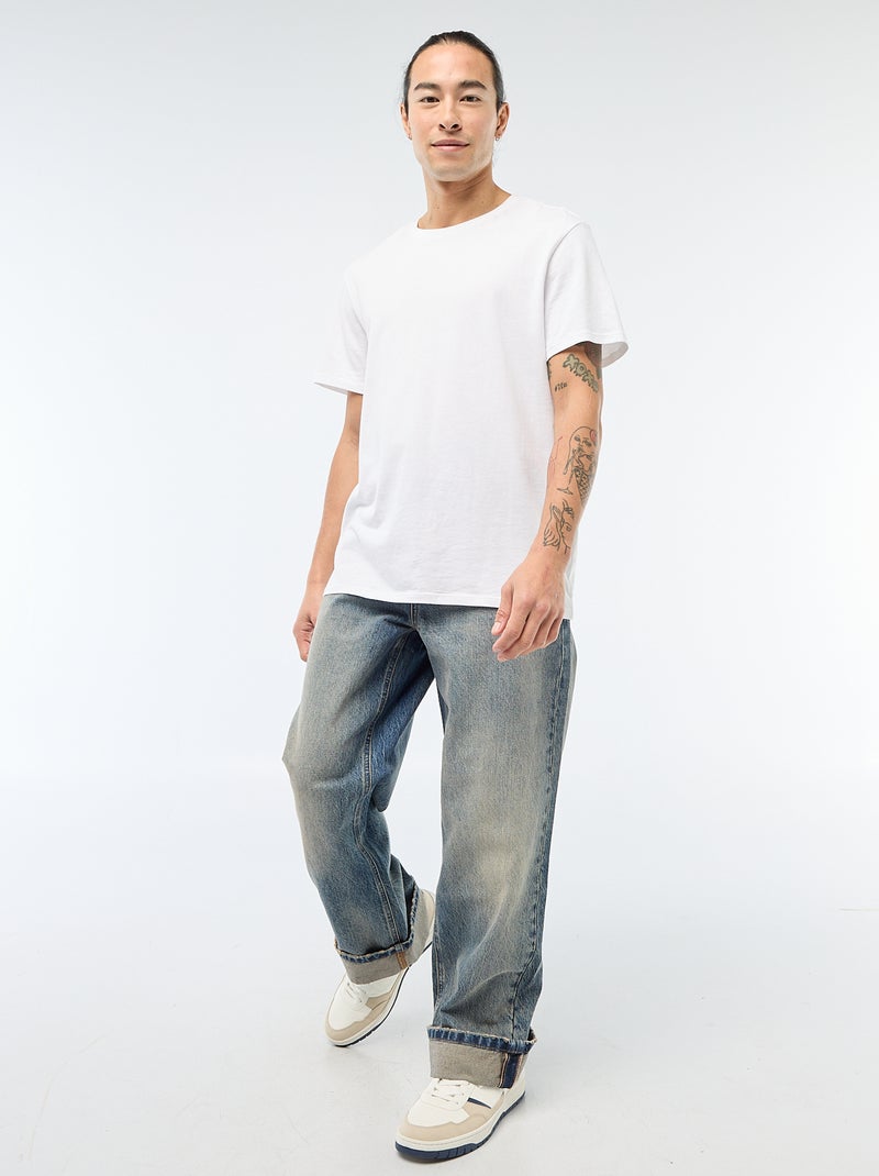 Jean regular base com dobra - L32 Azul - Kiabi