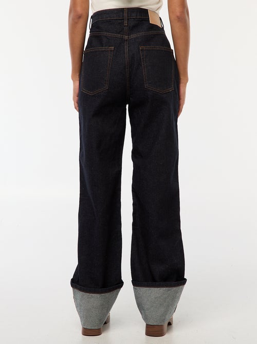 Jean regular / cintura subida com dobra larga na bainha - Kiabi