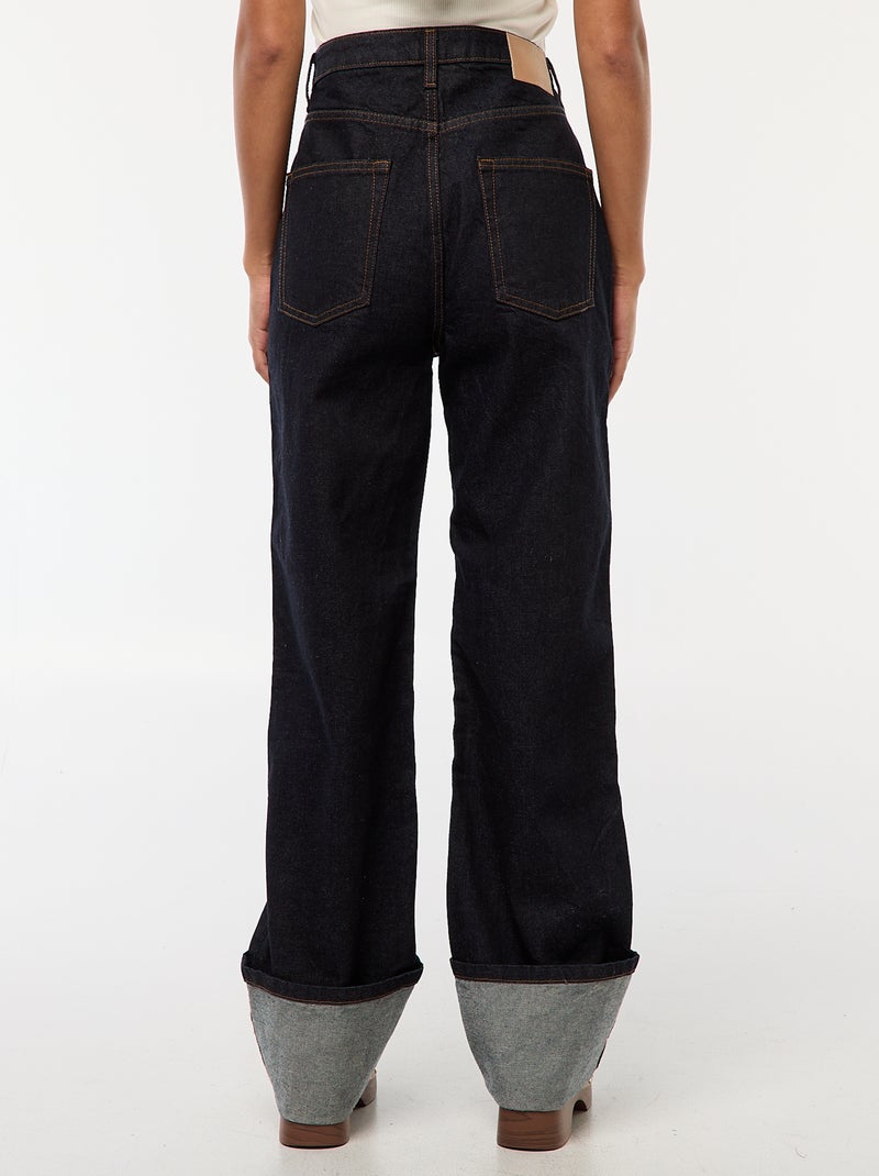 Jean regular / cintura subida com dobra larga na bainha Azul - Kiabi