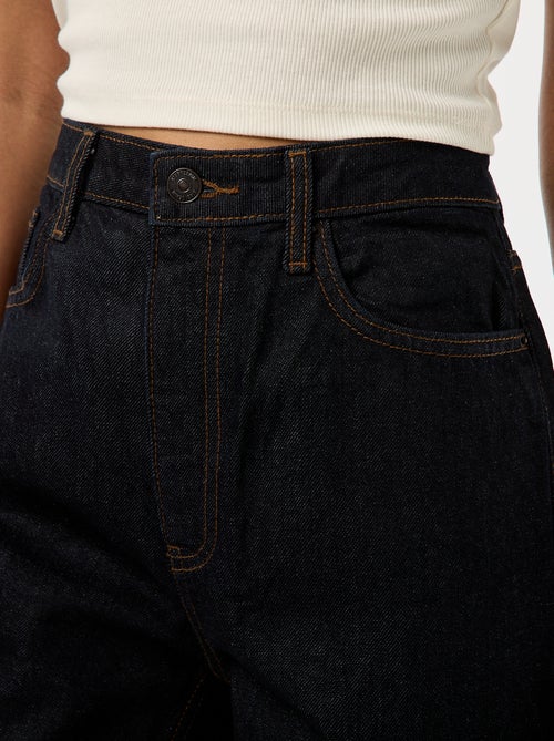 Jean regular / cintura subida com dobra larga na bainha - Kiabi