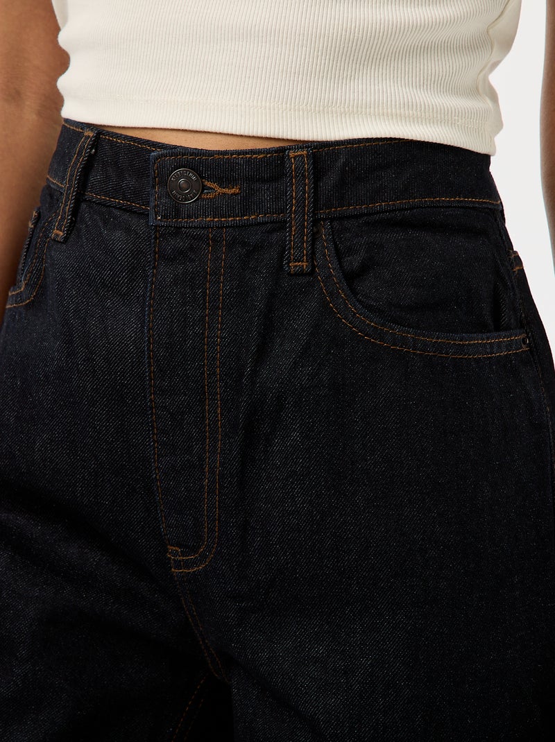 Jean regular / cintura subida com dobra larga na bainha Azul - Kiabi