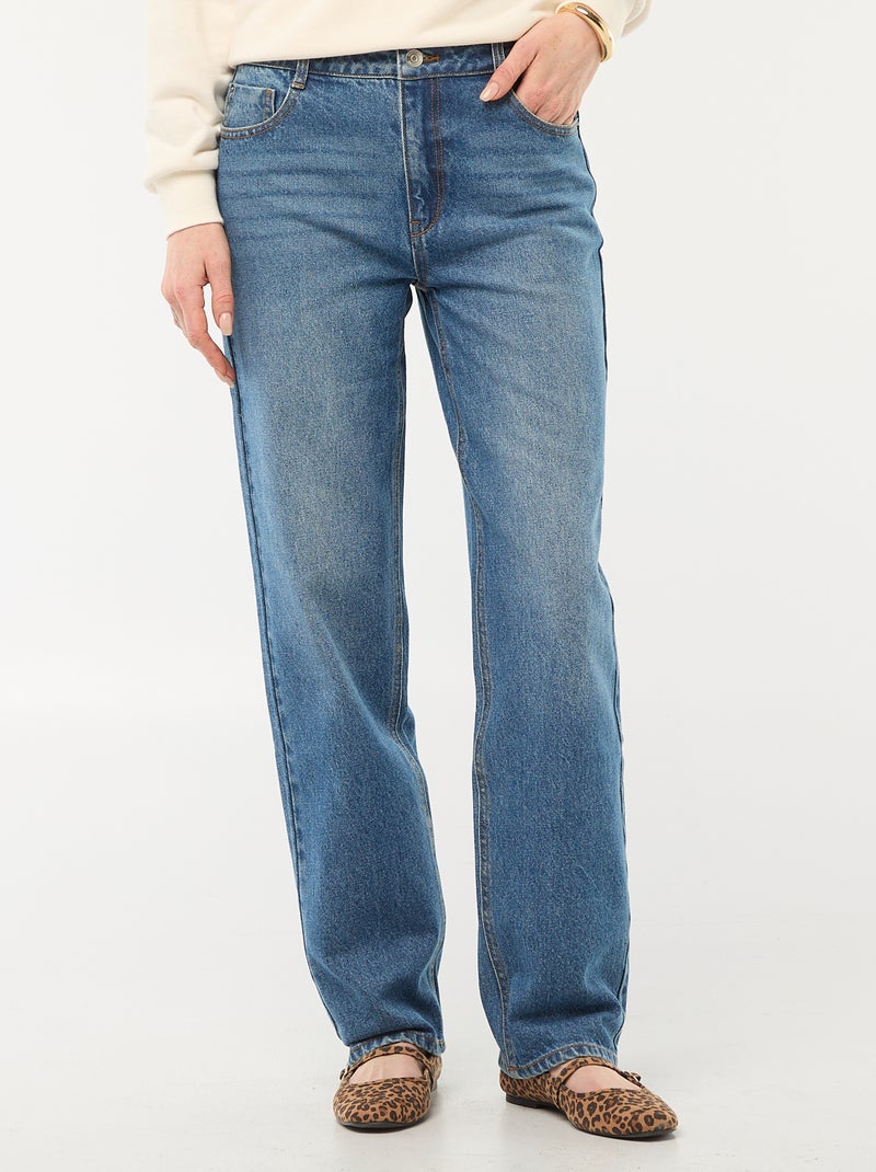 Jean straight denim em algodão Azul - Kiabi