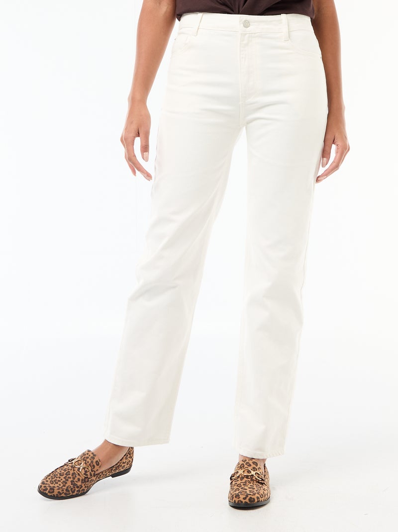 Jean straight denim em algodão Branco - Kiabi