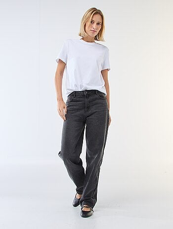 Jeans direitos de ganga em algodão