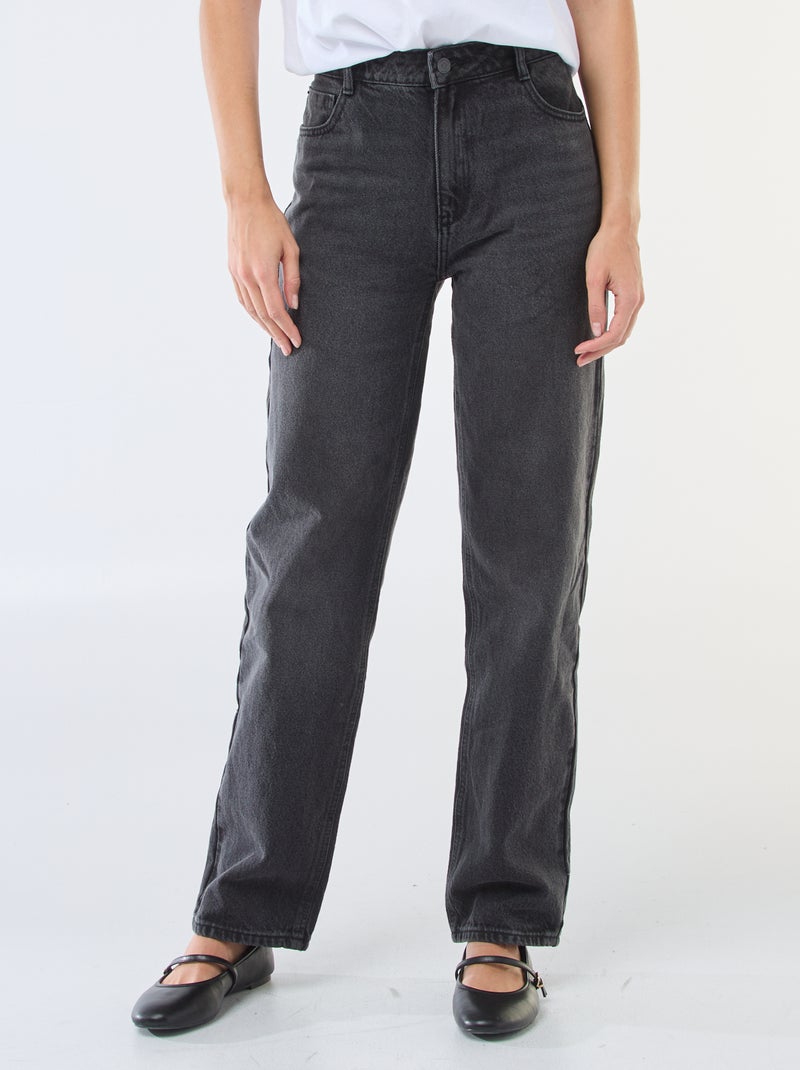 Jean straight denim em algodão Preto - Kiabi