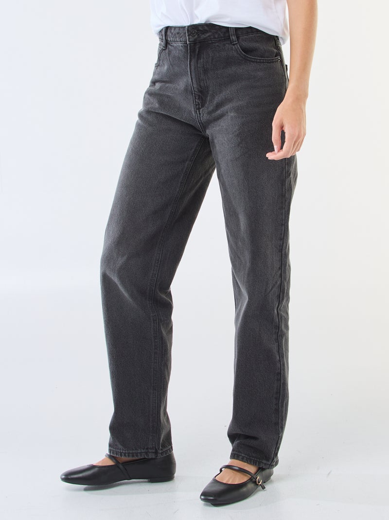 Jean straight denim em algodão Preto - Kiabi
