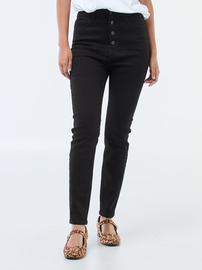 Jean super skinny cintura muito alta - C34 Preto - Kiabi