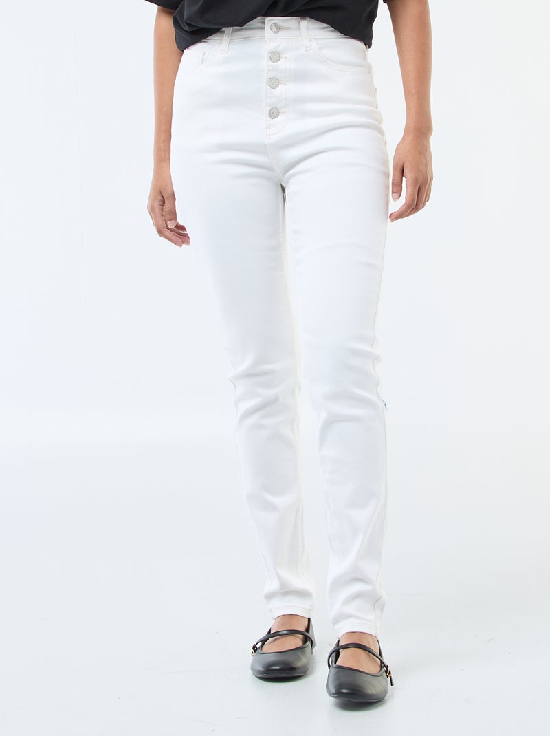 Jean super skinny cintura muito subida - C34 Branco - Kiabi