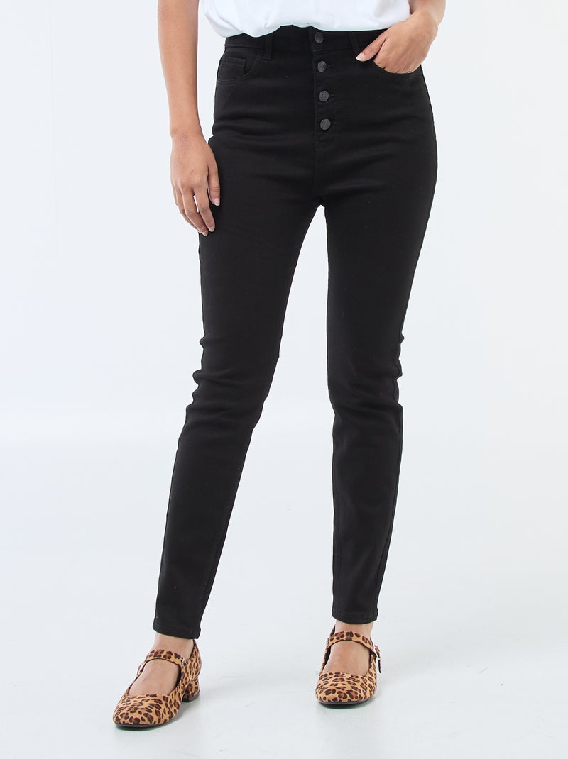 Jean super skinny cintura muito subida - L28 Preto - Kiabi
