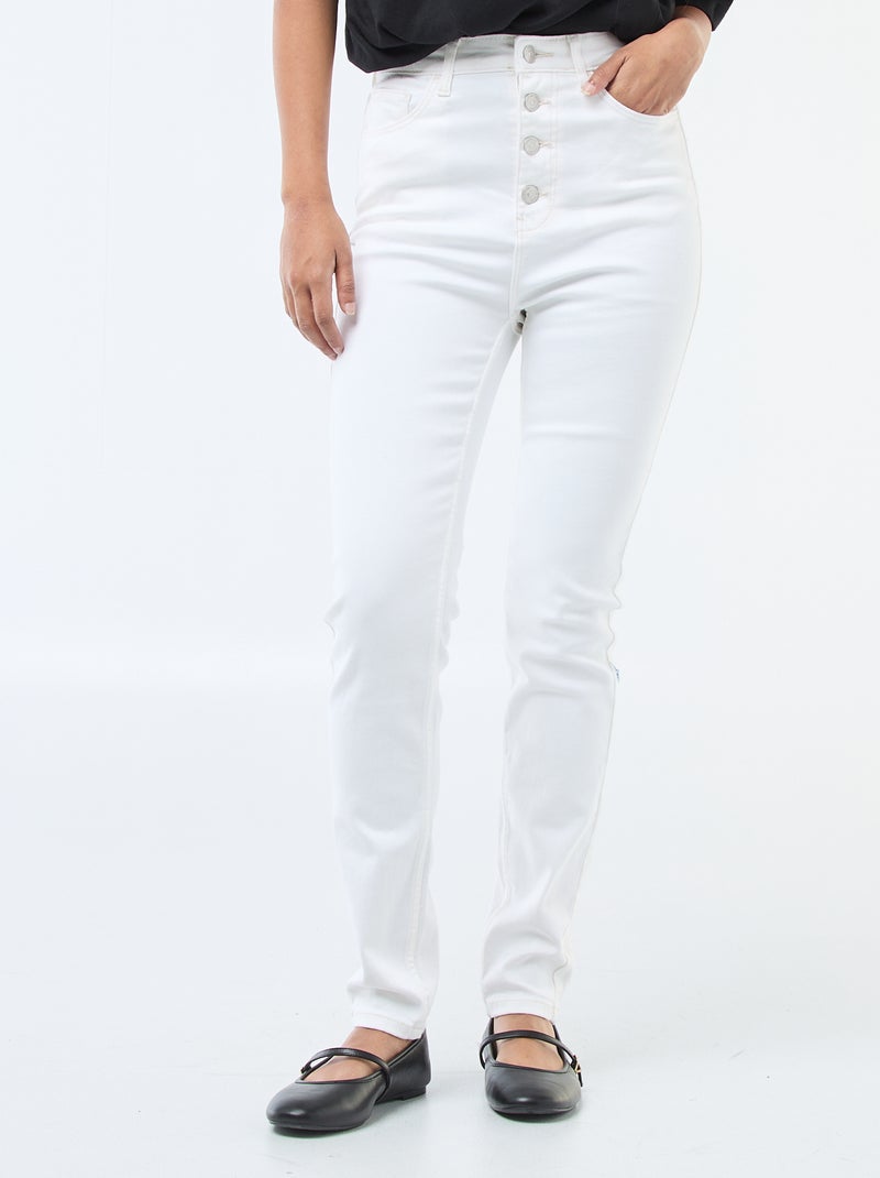 Jean super skinny cintura muito subida - L32 Branco - Kiabi